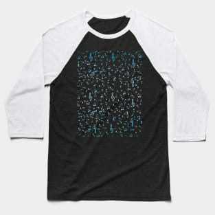 Pastel Blue Gradient Music Notes Baseball T-Shirt